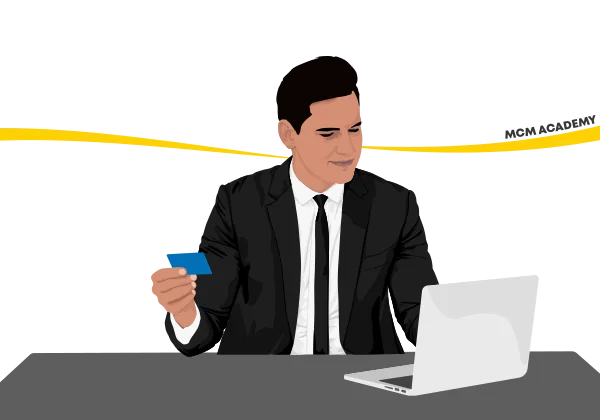 Candidat carte bancaire a la main pour financer sa formation VTC, VMDTR, TAXI